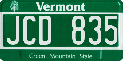 VT license plate JCD835