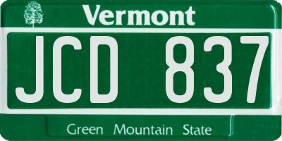 VT license plate JCD837