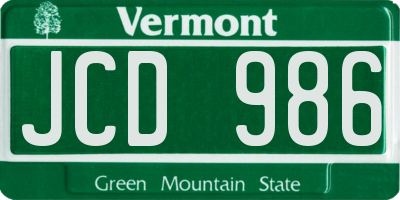 VT license plate JCD986