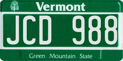 VT license plate JCD988