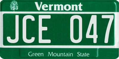 VT license plate JCE047