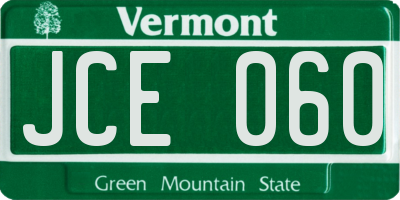 VT license plate JCE060