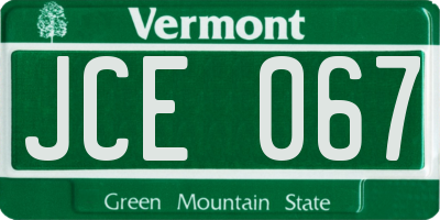 VT license plate JCE067