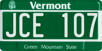 VT license plate JCE107