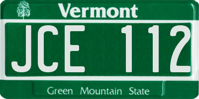 VT license plate JCE112