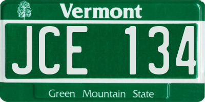 VT license plate JCE134