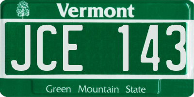 VT license plate JCE143