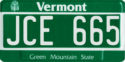 VT license plate JCE665