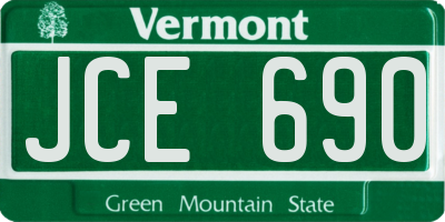 VT license plate JCE690