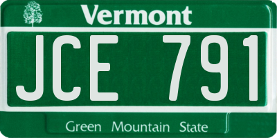 VT license plate JCE791