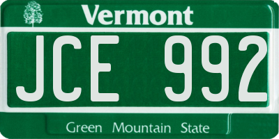 VT license plate JCE992