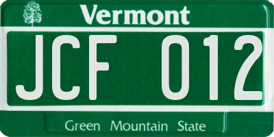 VT license plate JCF012