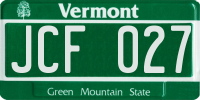 VT license plate JCF027