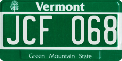 VT license plate JCF068
