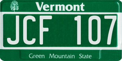 VT license plate JCF107