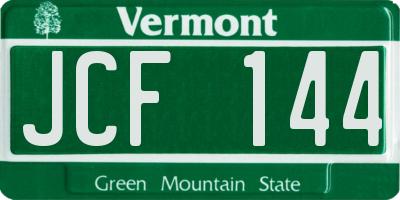 VT license plate JCF144