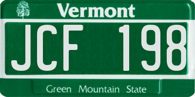 VT license plate JCF198