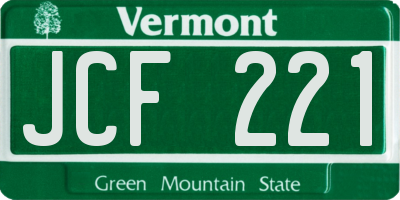 VT license plate JCF221