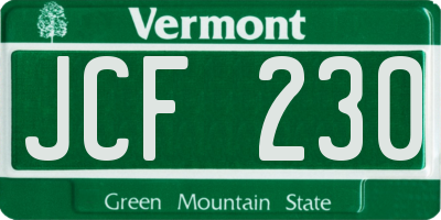 VT license plate JCF230