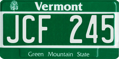 VT license plate JCF245