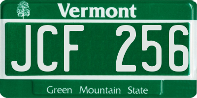 VT license plate JCF256