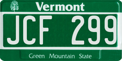VT license plate JCF299