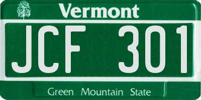 VT license plate JCF301