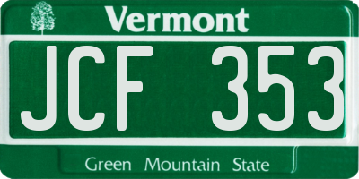 VT license plate JCF353