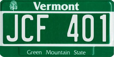 VT license plate JCF401