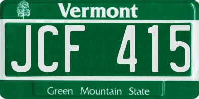 VT license plate JCF415