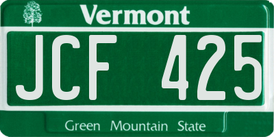 VT license plate JCF425