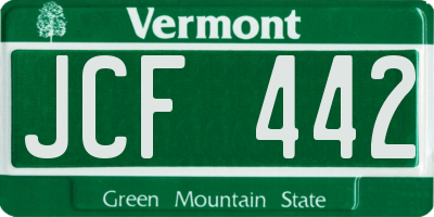 VT license plate JCF442