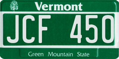 VT license plate JCF450