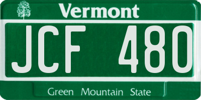VT license plate JCF480