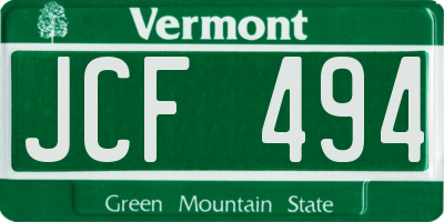 VT license plate JCF494