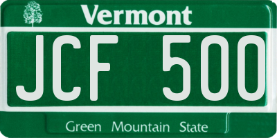 VT license plate JCF500