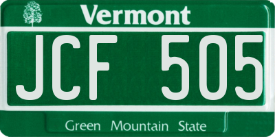 VT license plate JCF505