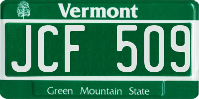 VT license plate JCF509