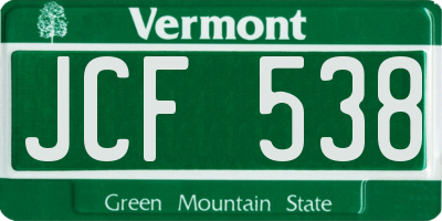 VT license plate JCF538