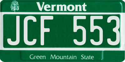 VT license plate JCF553