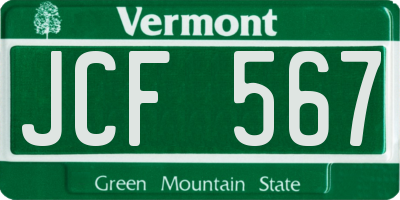 VT license plate JCF567