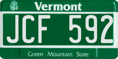 VT license plate JCF592