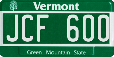 VT license plate JCF600