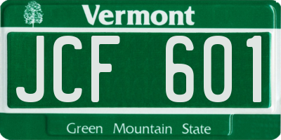 VT license plate JCF601