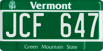 VT license plate JCF647