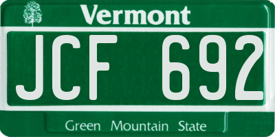 VT license plate JCF692