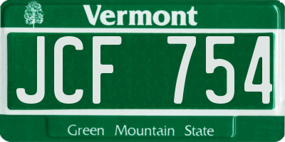 VT license plate JCF754