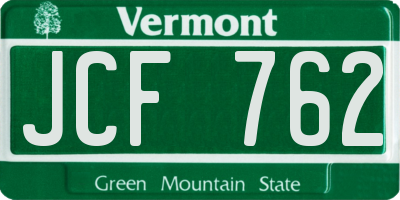VT license plate JCF762