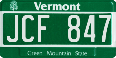 VT license plate JCF847