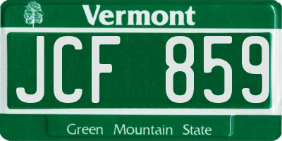 VT license plate JCF859